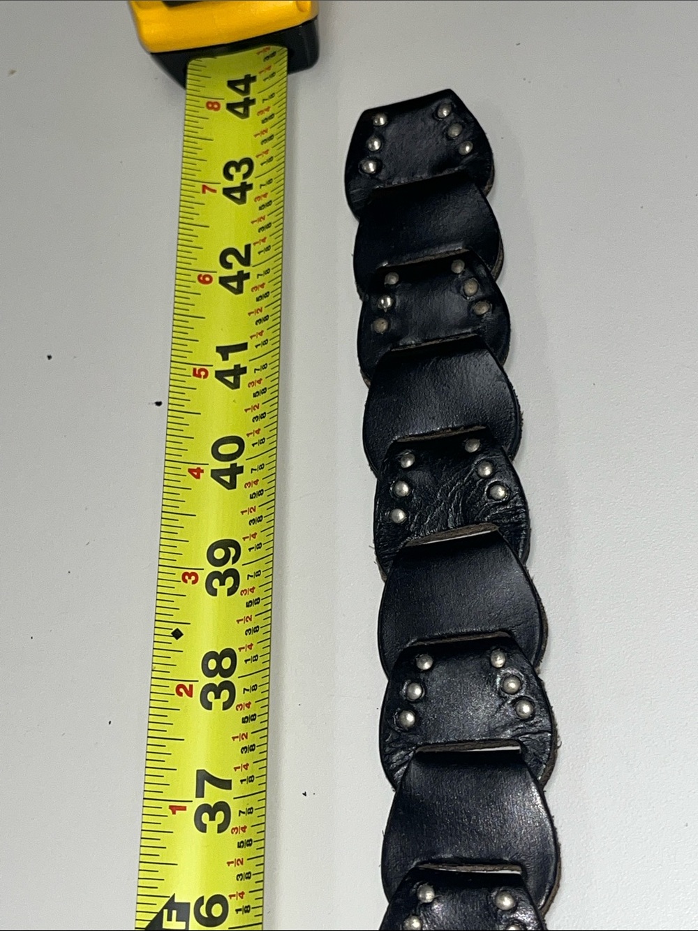 Source Unknown Black interlocking Braid Leather Belt w/Silver Buckle ML - Picture 10 of 15